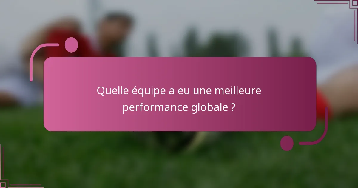 Quelle équipe a eu une meilleure performance globale ?