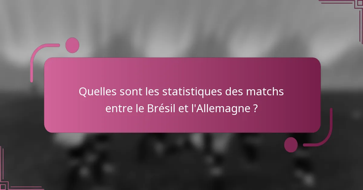 Quelles sont les statistiques des matchs entre le Brésil et l'Allemagne ?